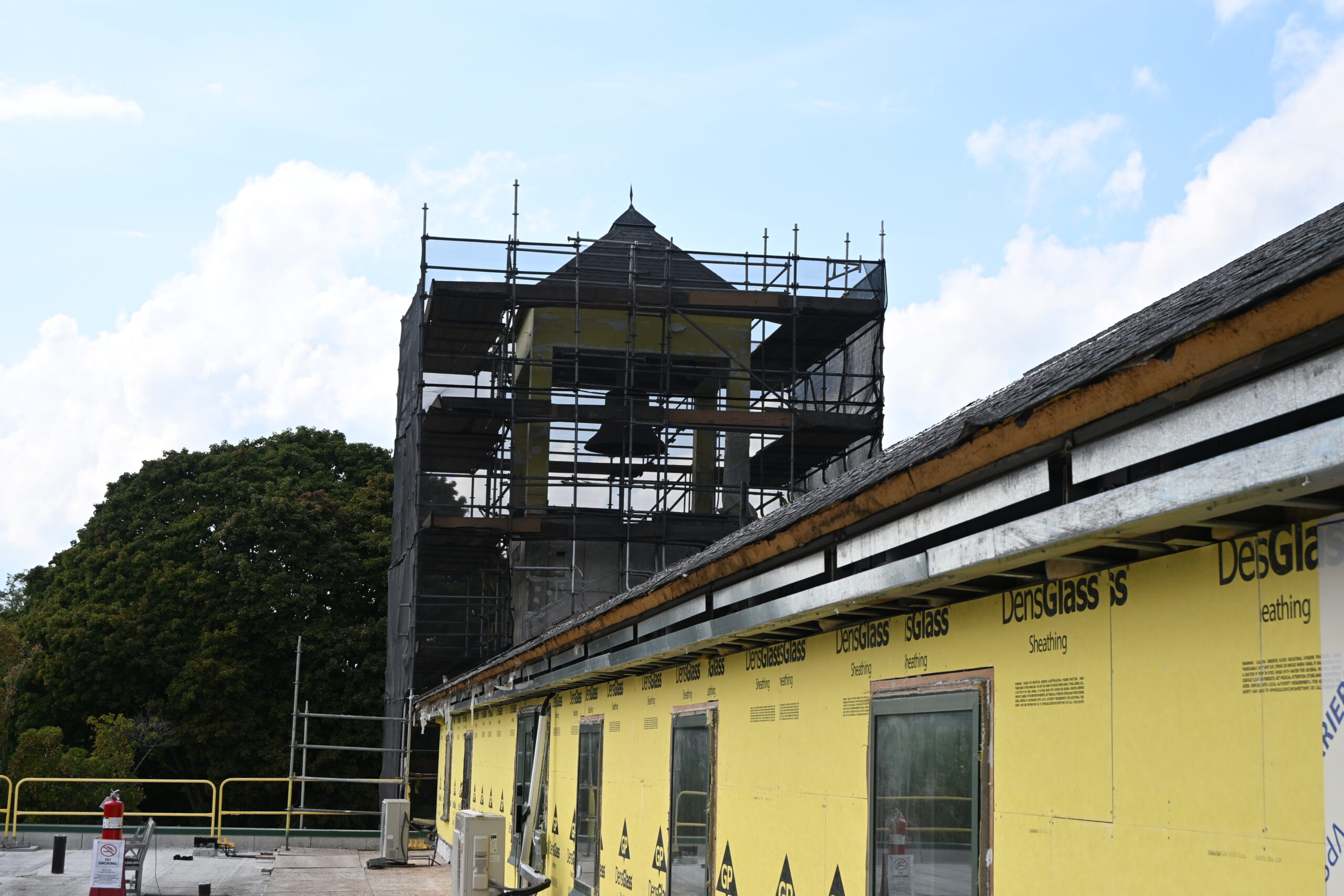 Picture of bell tower with scaffolding