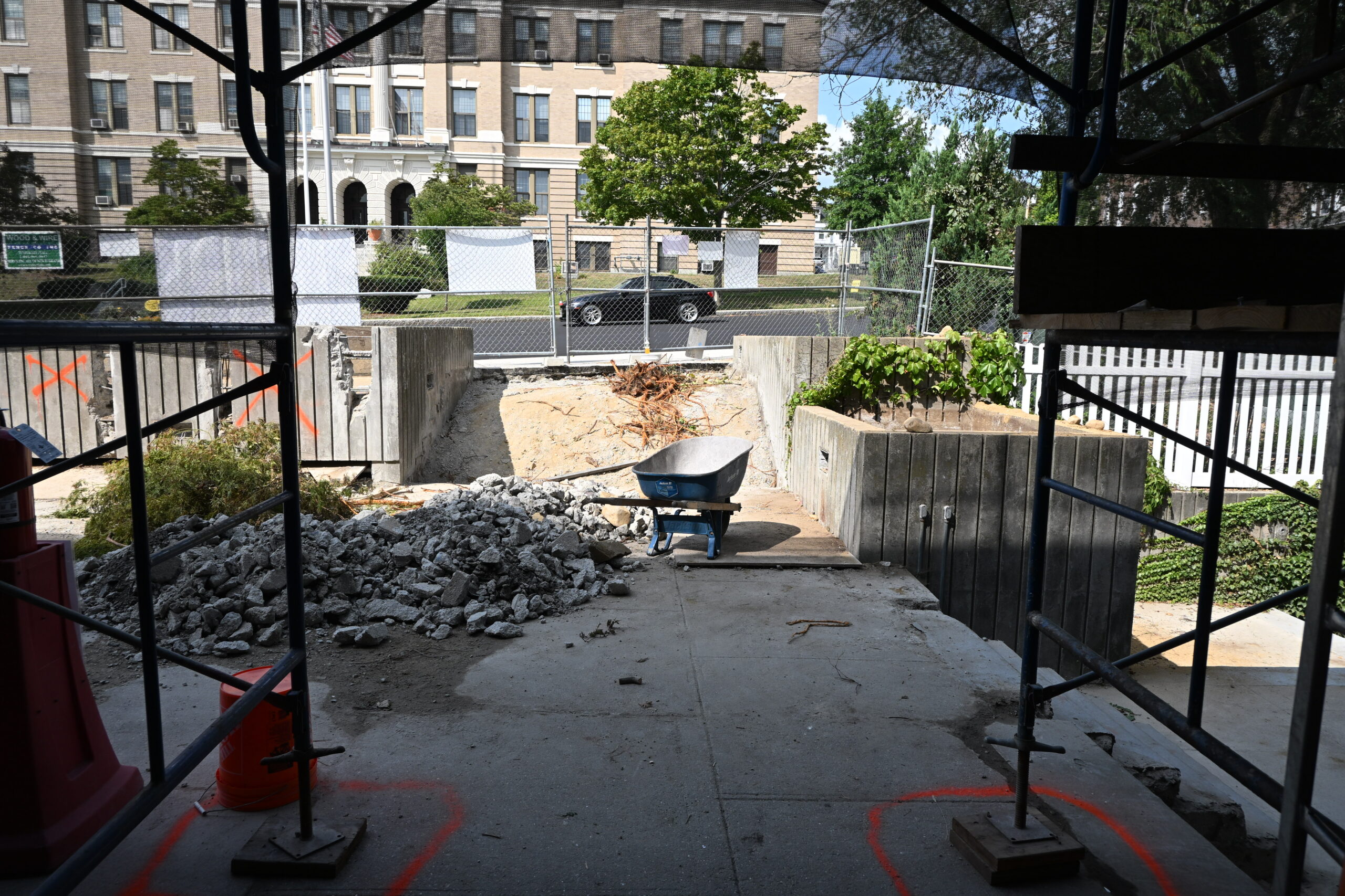 Picture of demolished Summer St concrete staircase for renovation
