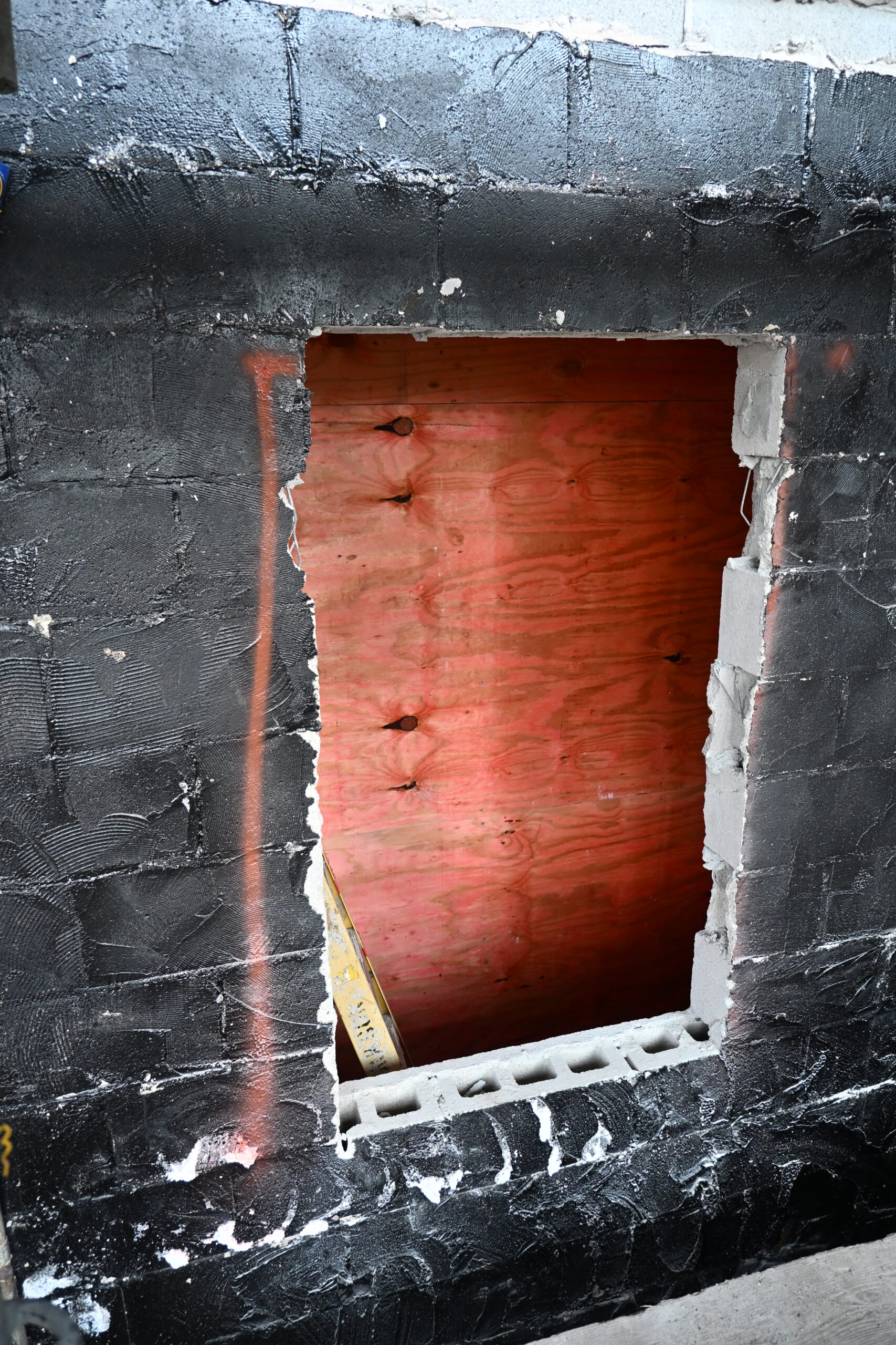 Picture of hole in Main St wall for creation of new windows
